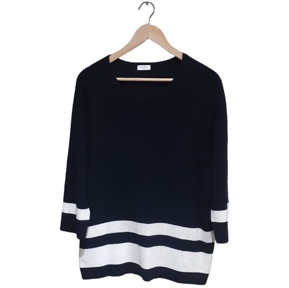 Gerry Weber Women's Stripe Block Ribbed Knit Sweater Black & White EU 44 US 14 - Picture 1 of 7